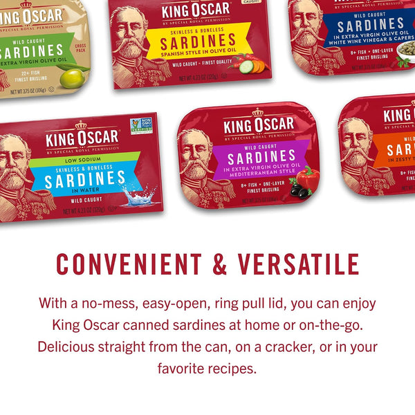King Oscar Wild Caught Sardines in Extra Virgin Olive Oil 3.75 Ounce (Pack of 4)