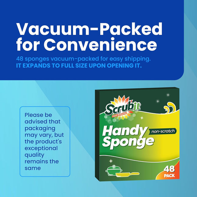 SCRUBIT 48-Count Sponges Kitchen for Dishes Cleaning - Non-Scratch Dish Scrub Sp