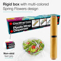 Chicwrap Spring Flowers Refillable Plastic Wrap Dispenser - One 12" x 250' Roll of Professional Grade Plastic Wrap - BPA Free and Kosher Certified