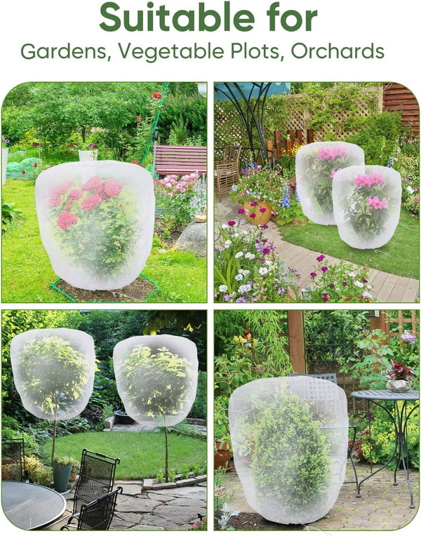 Bird Netting for Garden Protection - 4 Pack Garden Netting Pest Barrier with Drawstring,3.3Ft x 2.7Ft Mosquito Net Tomato Protective Cover Garden