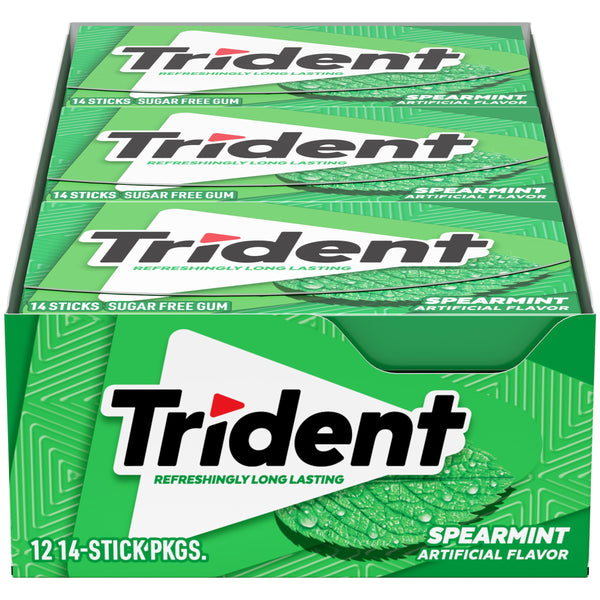 Trident Spearmint Sugar Free Gum, 12 Packs of 14 Pieces (168 Total Pieces)