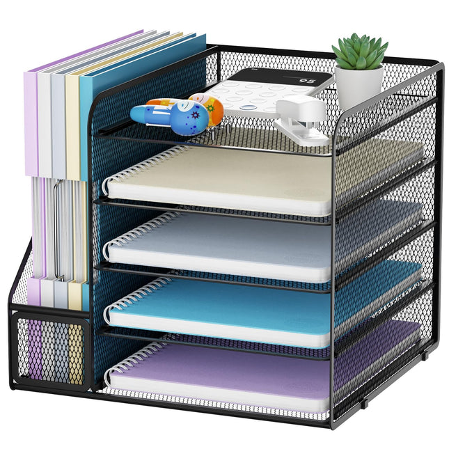 Marbrasse Desk Organizers and Accessories, 5-Tier Paper Letter Tray Organizer wi