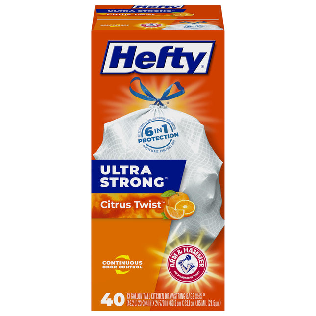 Hefty Ultra Strong 13 Gallon Trash Bags, Tall Kitchen Trash Bags 13 Gallon Size,