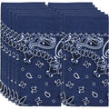 MW Watersports Cotton Bandanas, Bulk 48 Pack Ideal for Men and Women Classic Western Paisley Design Large Dimensions 22" x 22" Blue