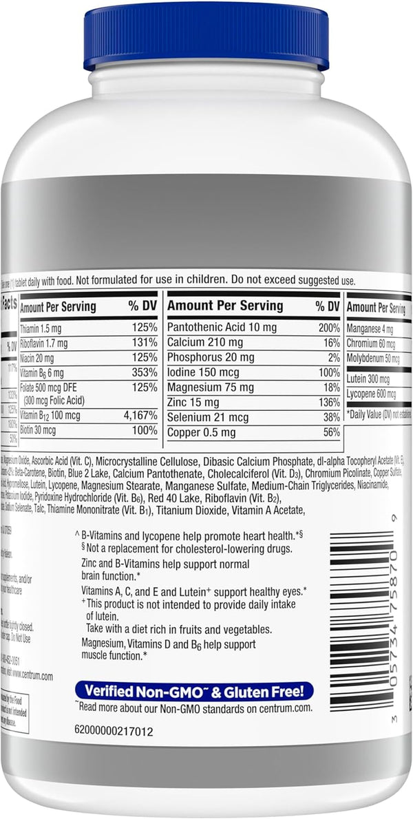 Centrum Silver Men'S 50+ Multivitamin with Vitamin D3, B-Vitamins, Zinc for Memory and Cognition - 200 Tablets
