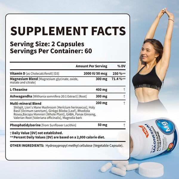 VEV DeepCalm 15-in-1 Magnesium Complex for Women & Men, 120 Caps 120 Count (Pack of 1)