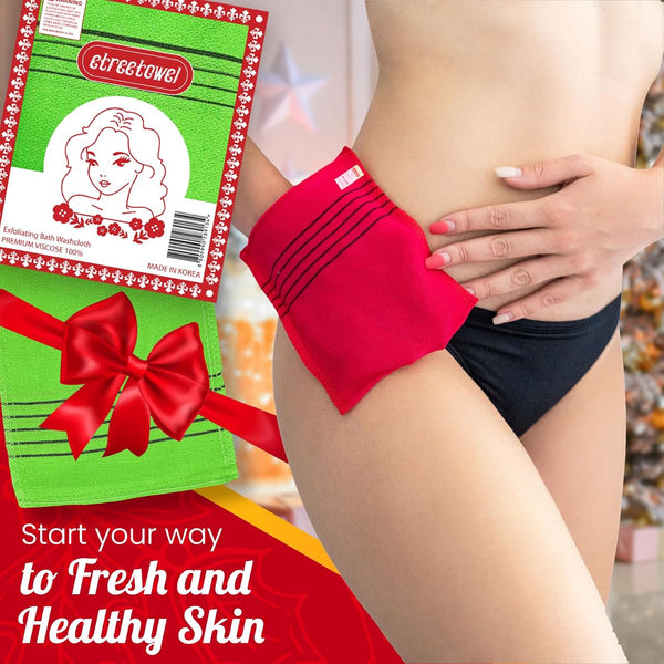 Anti-Shrink Korean Asian Exfoliating Bath Washcloths Mitt Scrub for Body Washcloth Glove Premium Viscose Rayon Onsen Towel Korea Made (6PACK)