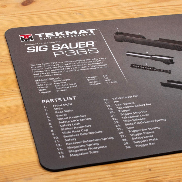 TekMat Cleaning Mat for use with Sig Sauer P365, Black (TEK-17-SIGP365) One Size