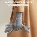 Pleneal Winter Gloves for Women Cold Weather - Womens Gloves Warm Touch Screen Fleece Lined Elastic Cuff Knit Glove 2 Pairs Black & Beige