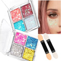 FANDAMEI Face Glitter, Body Glitter for Women, 2PCS 8 Colors Glitter Gel for Face, Hair Glitter for Kids, Fairy Rave Mermaid Makeup pink/red/light