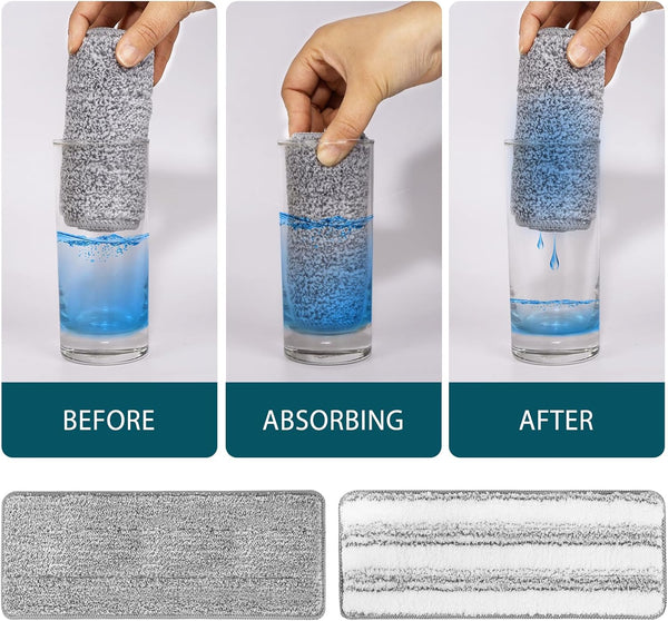 Mop Replacement Pads Compatible with JOYMOOP Flat Mop or Mop Bucket Set - Microfiber Flat Mop Pads for All 13" X 4.9" Squeeze Flat Floor Mop -