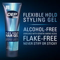 Dep Hair Gel for Men – Strong Hold Styling Gel, Alcohol-Free, Flake-Free, Flexible Control with Keratin Amino Acids, Humidity Resistant Hair