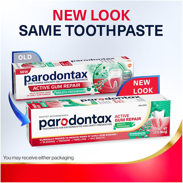 Parodontax Active Gum Repair Breath Freshener Toothpaste, 3X3.4 Oz