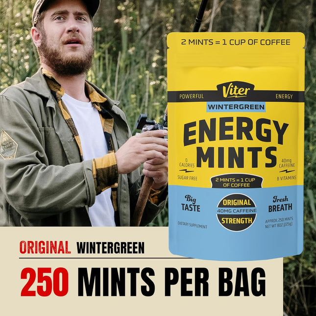 Viter Energy Caffeinated Mints 40Mg Caffeine, B Vitamins, Sugar Free. (Wintergre
