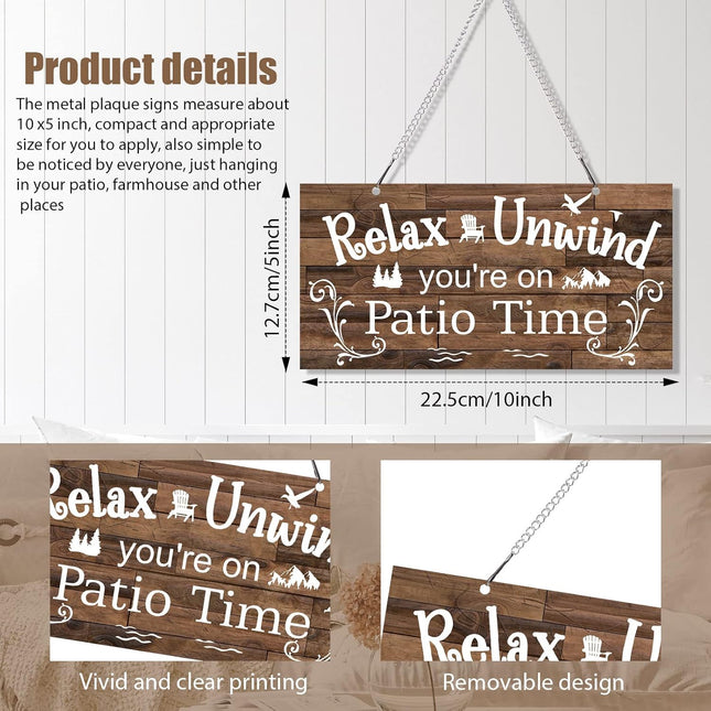 Outdoor Patio Sign Decoration Metal Patio Signs Decor for Backyard Porch Wall Ar