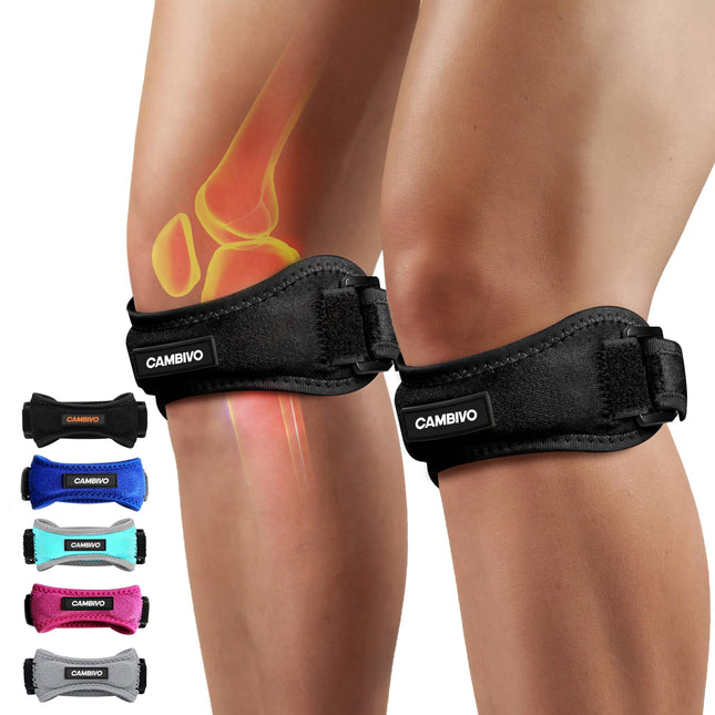 CAMBIVO 2 Pack Knee Braces for Women and Men, Patella Knee Support Strap, Basket