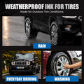 Pelto White Paint Tire Marker For Tire Lettering 4-Pack, Permanent Tire Pen | Permanent Tire Paint Pens with Weatherproof Ink Designed to Last on