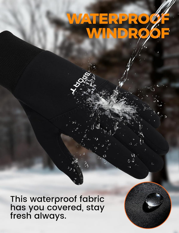 AURUZA Cycling Gloves for Men Winter Cold Weather, Five Fingers Touch Screen Winter Gloves for Men, Waterproof Anti-Slip Warm Gloves Liners for