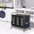 STORAGE MANIAC 3 Section Laundry Sorter, 3 Bag Laundry Hamper Cart with Heavy Duty Rolling Lockable Wheels and Removable Bags, Laundry Organizer