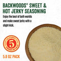 LEM Products Backwoods Sweet & Hot Jerky Seasoning, Ideal for Wild Game and Domestic Meat, Seasons Up to 5 Pounds of Meat, 5.8 Ounce Packet with