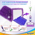 KEEPOW Reusable Microfiber Mop Pads Compatible with Swiffer Powermop 4 Pack, Power Mop Pads Refills for 13 ''-15 '' Spray Mop, Machine Washable