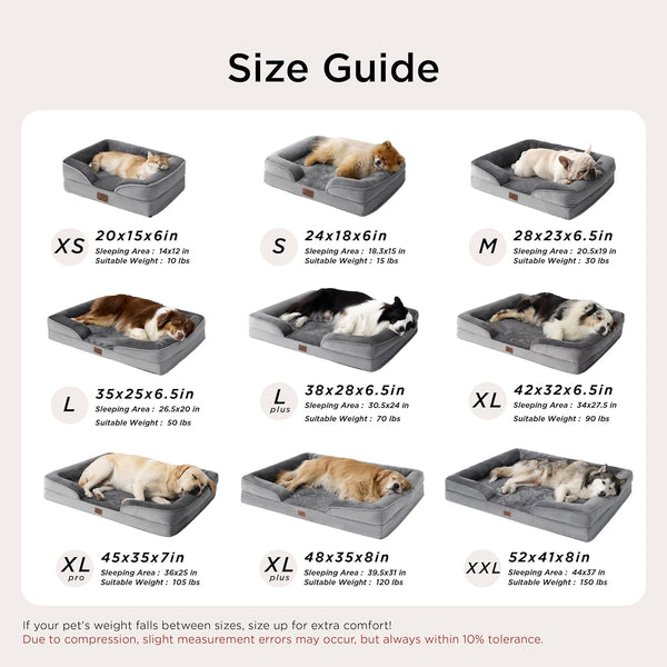 Bedsure Orthopedic Dog Bed Medium Size Dogs - Washable Small Medium Dog Cat Bed Waterproof, Comfort Cats Couch Sofa with Washable Removable Cover,