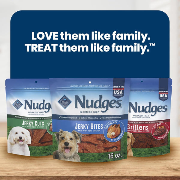 Blue Buffalo Nudges Chicken Jerky Bites Natural Dog Treats, Tender & Meaty Dog Snacks, Healthy Reward or Training Treat, Made in the USA with Real