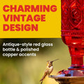 More Birds Red Jewel Hummingbird Feeder, Glass Bottle, 5 Feeding Ports and 20-Ounce Nectar Capacity (76IN) 23 oz Nectar Capacity Red