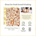 Bee's Wrap Vegan Beeswax Wraps for Bread - Beeswax Bread Wrap for Sourdough & Bread Storage - Made in USA Reusable Natural Food Wrap - Meadow