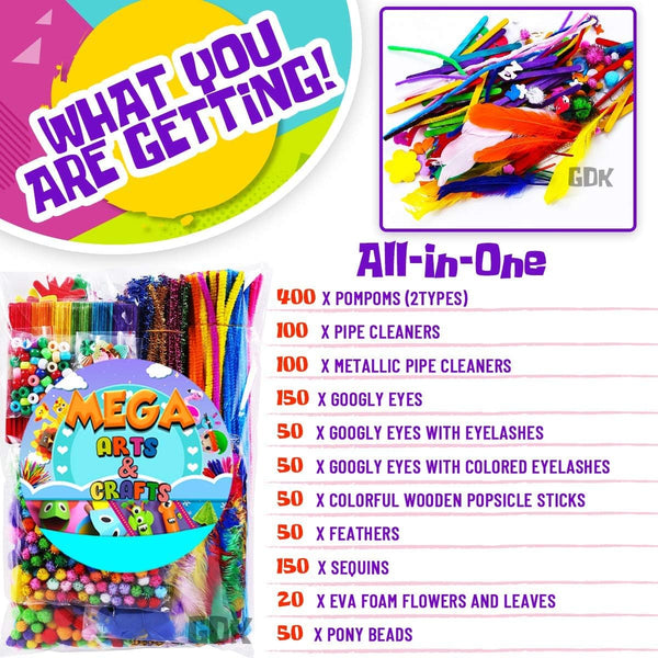 Goodyking Arts and Crafts Supplies for Kids - 1170Pcs+ Craft Art Supply Kit for Toddlers Kids Craft Supplies & Materials Age 4 5 6 7 8 9 - All in