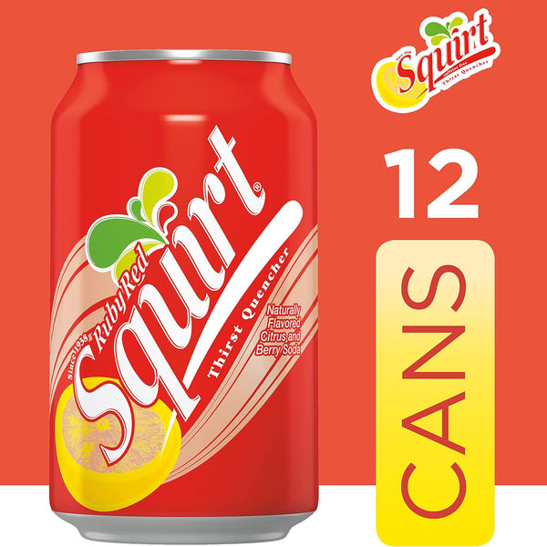 Squirt Ruby Red Grapefruit Soda, 12 fl oz cans, 12 pack Ruby Red Grapefruit 12 Fl Oz (Pack of 12)