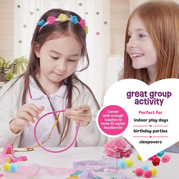 Headband Making Kit for Girls - Arts & Crafts Gift - Make Your Own Fashion Headbands for Kids - DIY Hair Accessories Set - Gift for Ages 5-12 Year