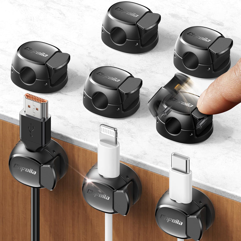 8-Pack Cable Clips, Dorm Room Essentials, Quick-Lock Cord Organizer, Cord Holder for Nightstand, Home Office Desk Accessories for Men Women,