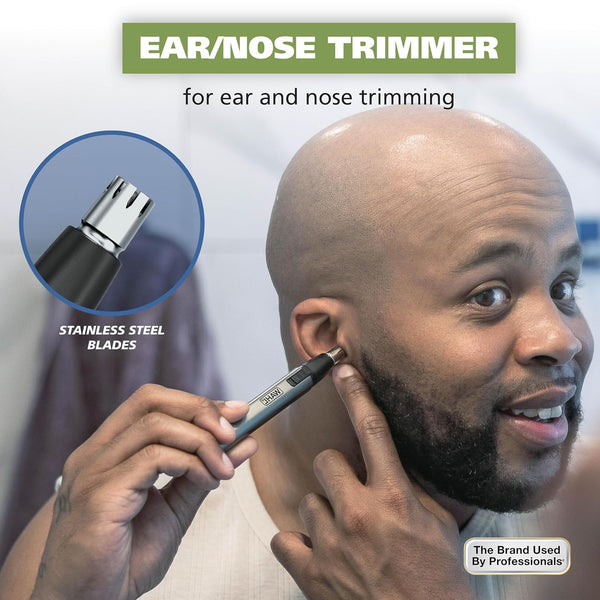 Wahl Micro Groomsman Battery Personal Trimmer for Hygienic Grooming with Rinseable, Interchangeable Heads for Eyebrows, Neckline, Nose, Ears, &