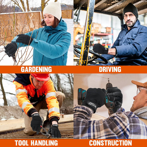 HANDLANDY Work Gloves for Men & Women, Utility Mechanic Working Gloves Touch Screen, Flexible Gardening Gloves for Yard Medium Jet Black