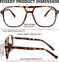 FEISEDY Blue Light Blocking Glasses Fake Nerd Clear Square Computer Lightweight Pilot Glasses Frame Oversized B2866 Leopard Frame 54 Millimeters