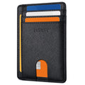 Buffway Slim Minimalist Front Pocket RFID Blocking Leather Wallets for Men and Women - Cross Black Small Cross Black