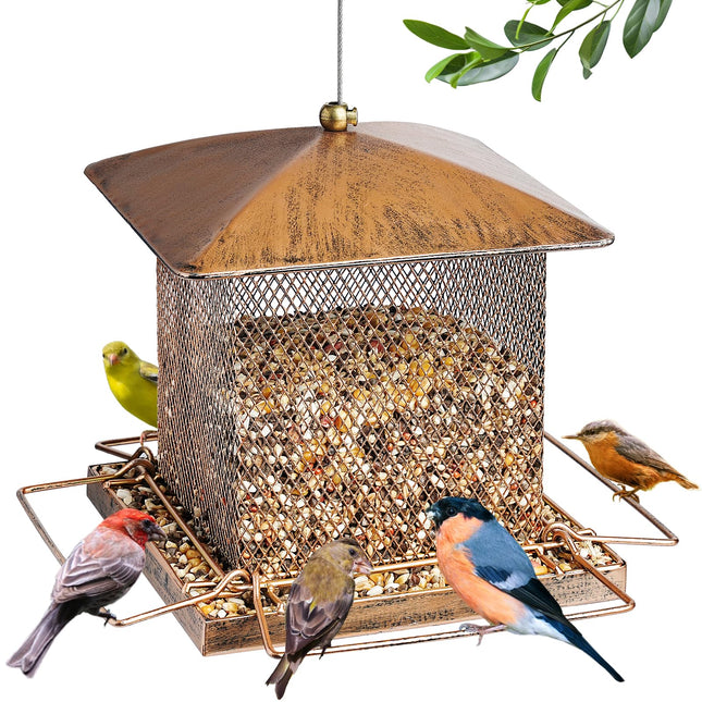 Bird Feeder, Heavy Duty Metal Bird Feeders for Outdoor Hanging, 3.5LB Large Capa