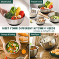 Umite Chef Mixing Bowls with Airtight Lids，6 piece Stainless Steel Metal Nesting Storage Bowls, Non-Slip Bottoms Size 7, 3.5, 2.5, 2.0,1.5, 1QT,