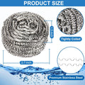 10 Pack Stainless Steel Scrubber, Steel Wool Srubber for Scouring Stubborn Messes from Pots and Pans, Stoves,Broiler Racks,Grills and More Silver