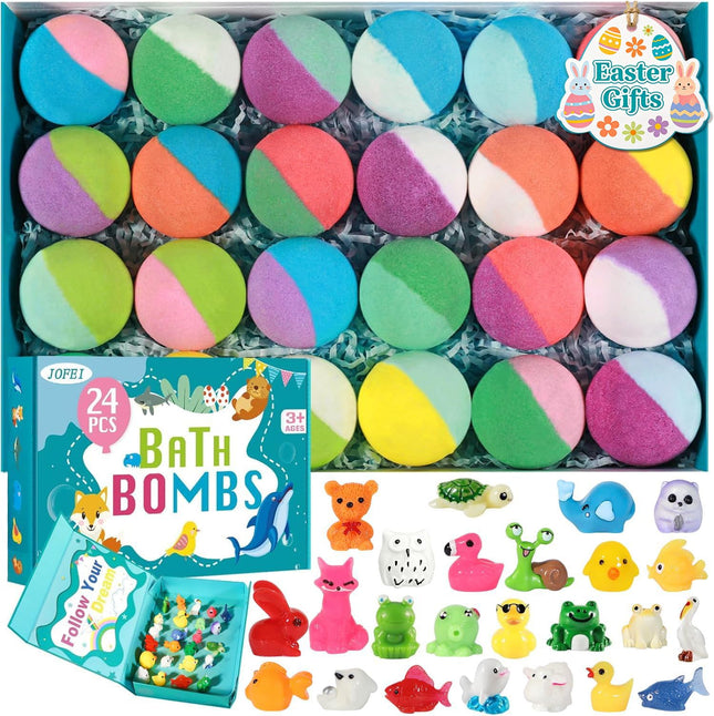 Bath Bombs for Kids with Surprise Inside, 24 Pack Kids Bath Bombs Gift Set, Natu