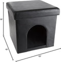 Cat House Ã¢ÂÂ Collapsible Multipurpose Small Dog or Cat Ottoman with Footrest, Cushioned Top, and Interior Pillow by PETMAKER (Black)