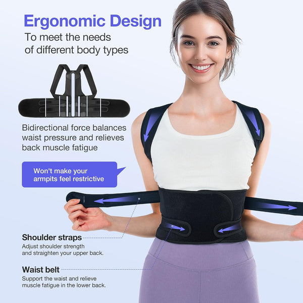 Posture Corrector for Women and Men, Full Back Brace Support, FSA&HSA Eligible, Adjustable Shoulder Straightener for Improving Back Posture,