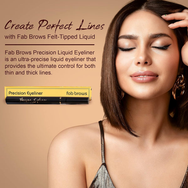 Precision Liquid Eyeliner - Felt-Tipped Liquid Eyeliner Pen - Richly Pigmented Waterproof Black Eyeliner - Achieves Thin or Thick Strokes -