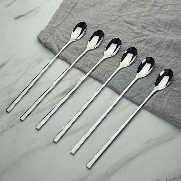 AOOSY Long Handle Spoon, Coffee Stirrers, 9-inch Ice Tea Spoon,Set of 6 | Premium 18/10 Stainless Steel Iced Teaspoon for Mothers Milks Tea Mixing