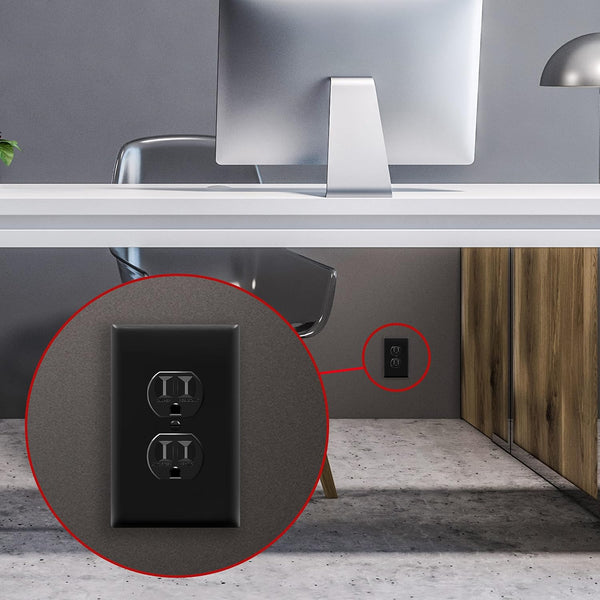 ENERLITES Mid-Size Duplex Receptacle Wall Plate, Electrical Outlet Covers, Gloss Finish, Midway Size 1-Gang 4.88" x 3.11", Polycarbonate