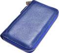 Easyoulife Credit Card Holder Wallet Womens Zipper Leather Case Purse RFID Blocking Royal Blue