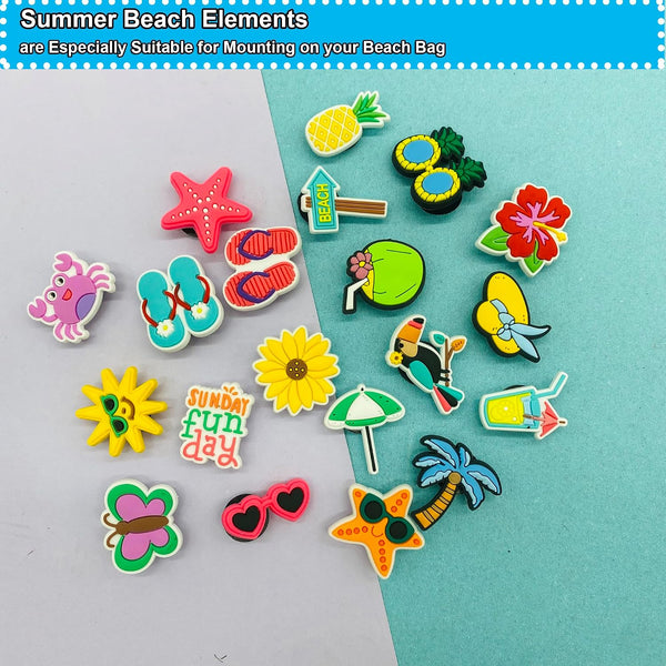 20PCS Beach Charms for Bogg Bag, Hawaii Accessories With Sturdy Clips for Totes, Rubber Bag Accessories, Decoration Charms for Girls Women
