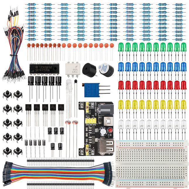 Basic Starter Kit for Arduino Project,Breadboard, Power Supply, Jumper Wires, Re