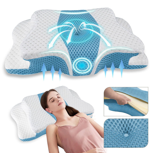 Pain Relief Cervical Pillow for Neck Support,Adjustable Ergonomic Pillow Cozy Sleeping,Odorless Orthopedic Memory Foam P
